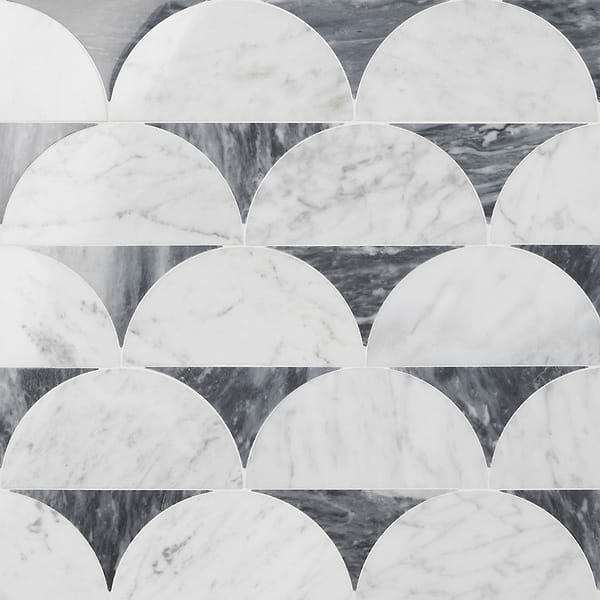 Moonrise Bardiglio Gray Polished Marble Waterjet Mosaic Tile