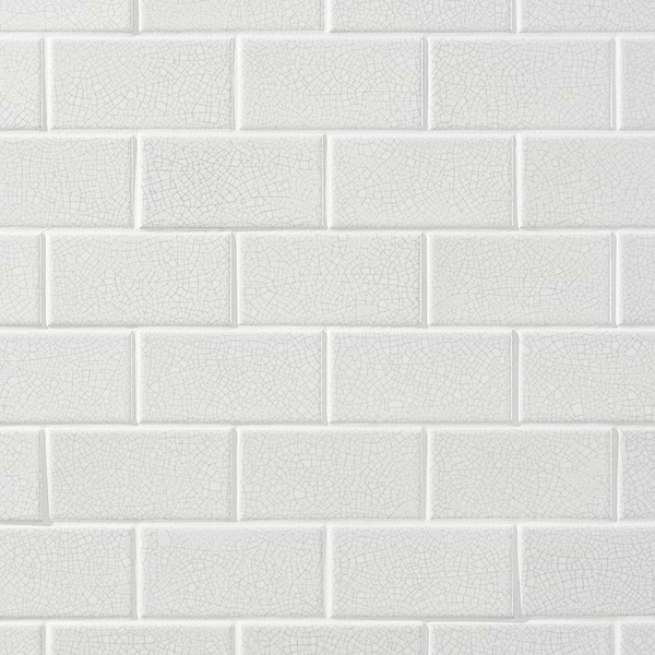 Sarina Vintage White 3x6 Glossy Crackled Ceramic Wall Tile