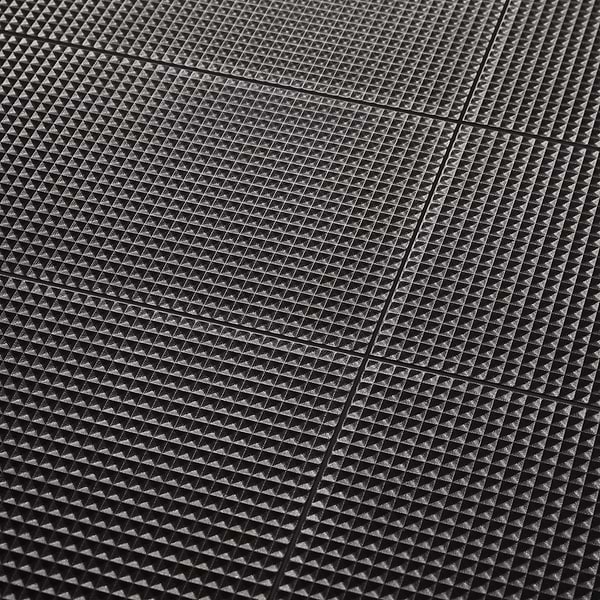 Kinzie Waffle Charcoal Black 8x16 Textured Matte Ceramic Tile in Charcoal, View 3, open zoomed image