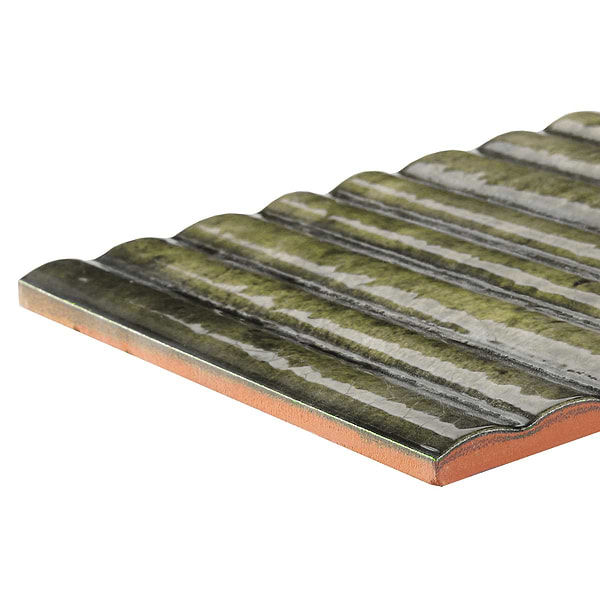 Curve Fluted Green 6x12 3D Glossy Ceramic Tile