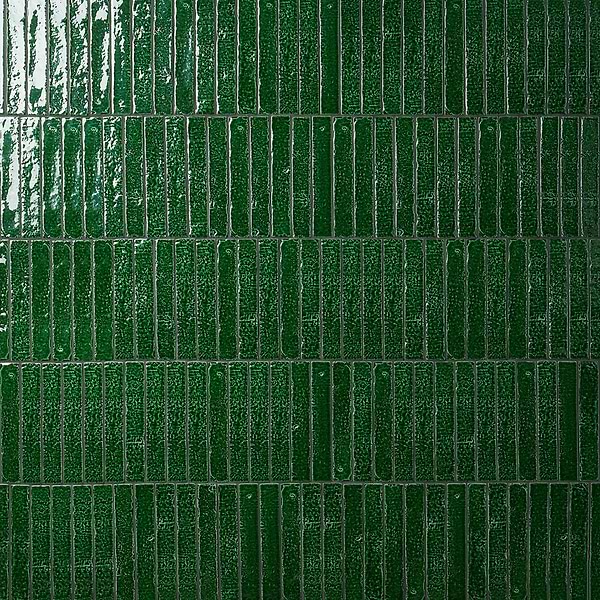 Wabi Sabi Emerald Green 1.5x9 Crackled Glossy Ceramic Tile