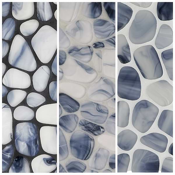 Riverglass Blue Frosted Glass Mosaic Tile 
