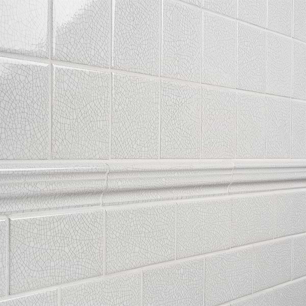 Sarina Vintage White 4x4 Glossy Crackled Ceramic Wall Tile