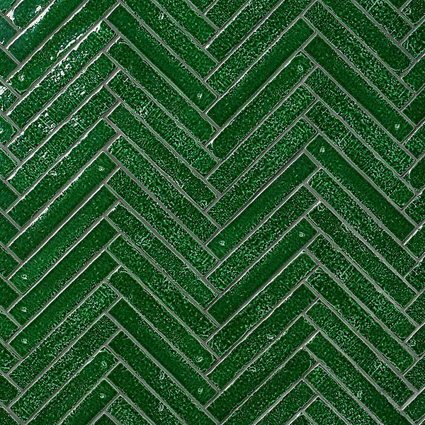 Wabi Sabi Emerald Green 1.5x9 Crackled Glossy Ceramic Tile