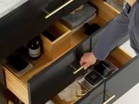 Iconic Charcoal and Gold 30" Single Vanity with Pure White Quartz Top