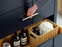Iconic Navy and Gold 30" Single Vanity with Carrara Marble Top