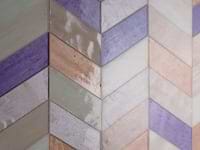 Elizabeth Sutton Meta Bayou Blue 2x5 Chevron Glossy Glass Mosaic Tile