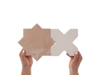 Parma Cotto Brown Matte Star and White Polished Cross 6" Terracotta Look Porcelain Tile