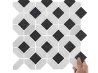 Cleopatra Diamond Pepper Black Terrazzo and Bianco White Marble Polished Mosaic Tile