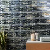 Artwater Iridescent Night Black 1x4 Polished Glass Mosaic Tile