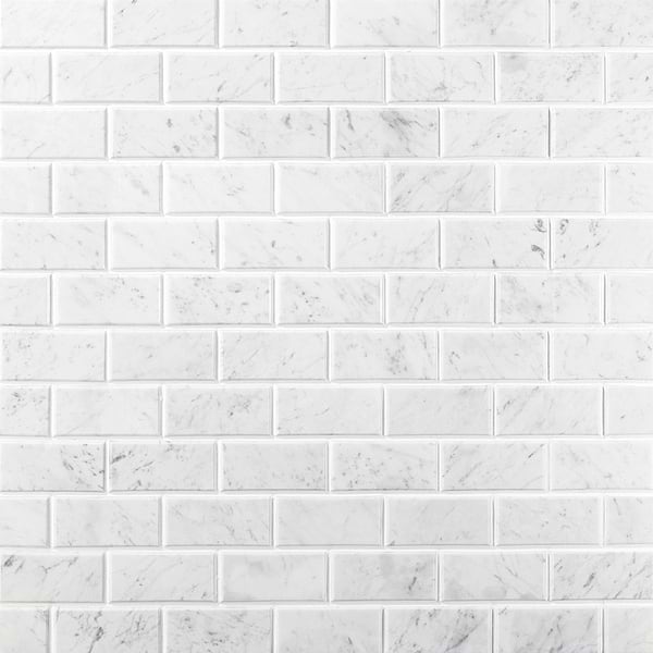 Carrara White 2x4 Beveled Marble Polished Mosaic Tile