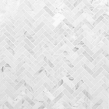 Bianco Carrara 1x3 Herringbone Polished Marble Mosaic Tile