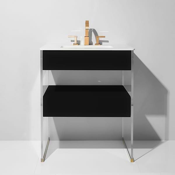 Lucite 30" Black Gloss Vanity and Counter