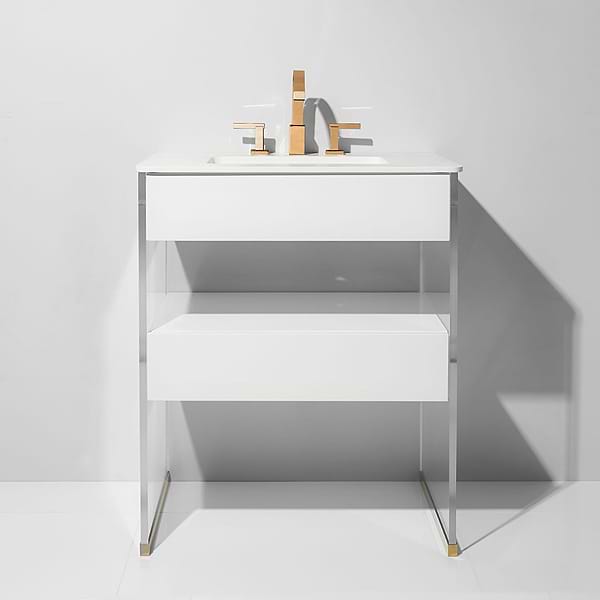 Lucite 30" White Gloss Vanity and Counter