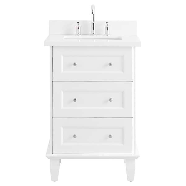 Nora White 24" Single Vanity with Pure White Quartz Top