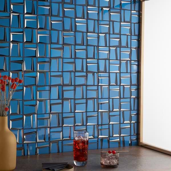 Rumi French Blue 2x3 Polished Mirrored Glass Mosaic Tile
