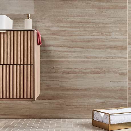 Nashville Beige 24x48 Travertine Look Polished Porcelain Tile