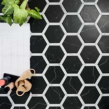 Sagon Nero Black 9" Hexagon Matte Porcelain Tile