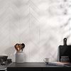 Bianco Dolomite Premium White 3x12 Chevron Honed Marble Tile; in White Marble; for Backsplash, Bathroom Floor, Bathroom Wall, Commercial Floor, Floor Tile, Kitchen Floor, Kitchen Wall, Outdoor Floor, Outdoor Wall, Shower Floor, Shower Wall, Wall Tile; in Style Ideas Art Deco, Classic, Contemporary, Traditional, Transitional