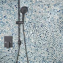 Komorebi Pebble Jet Stream Blue Polished Glass Mosaic Tile