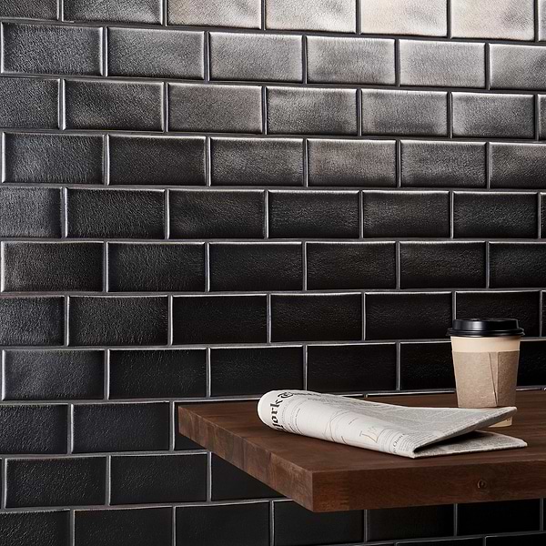 Disco-Nabi Gunmetal 3x6 Crackled Glass Wall Tile