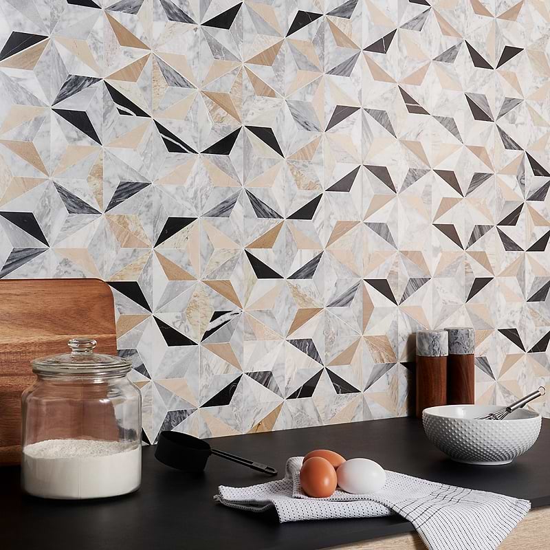 Phantasm Harvest Cream & Gray Polished Marble Mosaic