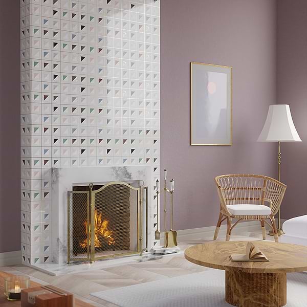 Adaya Multicolor 4x4 Polished Marble- Pearl and Brass Mosaic Tile