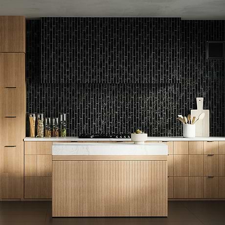 Wabi Sabi Coal Black 1.5x9 Glossy Ceramic Tile