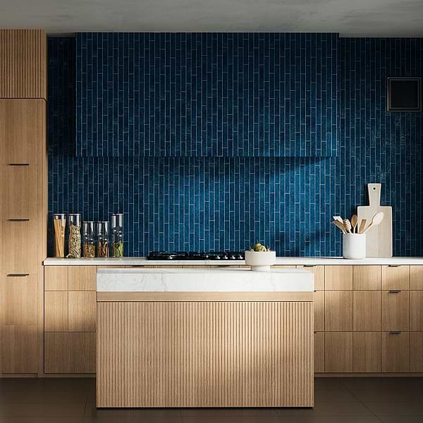 Wabi Sabi Sapphire Blue 1.5x9 Crackled Glossy Ceramic Tile