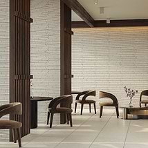 Acadia Thin Strip Warm Linen White Limestone Look Matte Porcelain Mosaic Tile