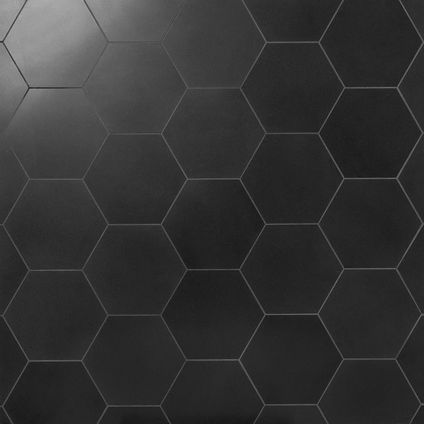 Pietra Basalt Black 10" Hexagon Honed Basalt Tile