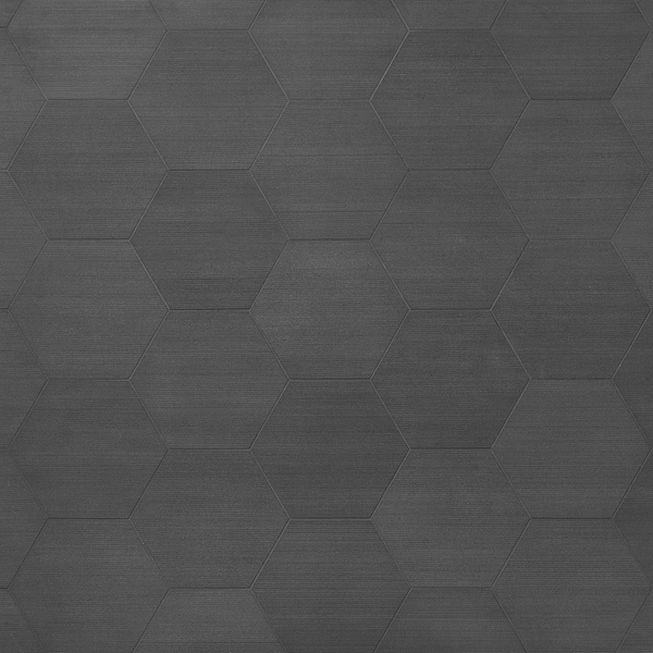 Pietra Basalt Black 10" Hexagon Textured Basalt Tile