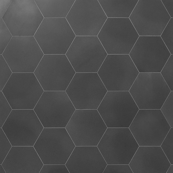 Pietra Basalt Gray 10" Hexagon Honed Basalt Tile