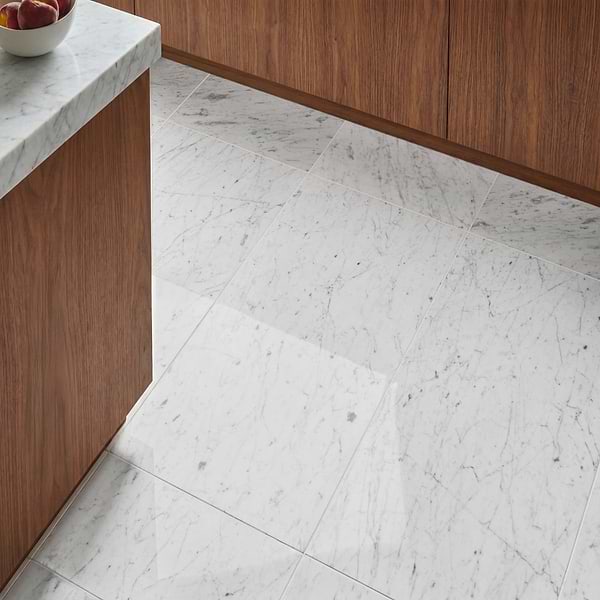 Bianco Carrara Premium "C" 16x32 Polished Marble Tile in White, View 2, open zoomed image