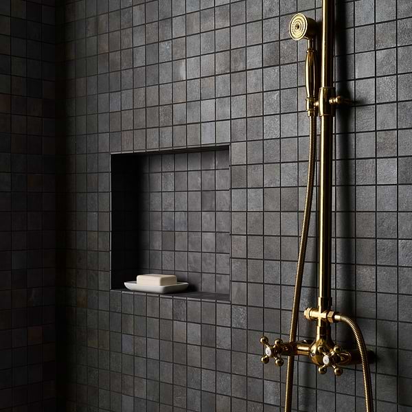 Flatiron 2.0 Black 2x2 Matte Porcelain Mosaic Tile by Angela Harris in Black, View 2, open zoomed image
