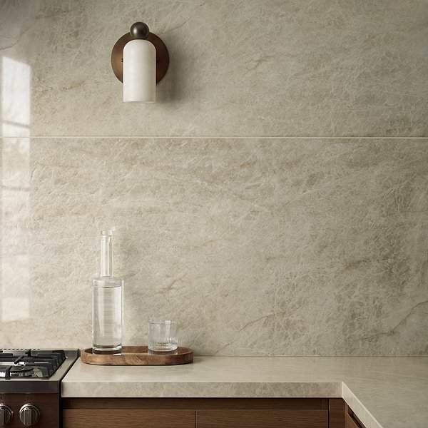 Grand Taj Mahal Fawn Beige 24x48 Stone Look Polished Porcelain Tile in Beige, View 2, open zoomed image