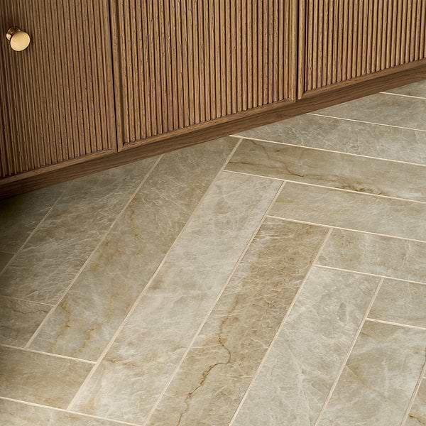 Grand Taj Mahal Fawn Beige 4x24 Stone Look Matte Porcelain Tile in Beige, View 2, open zoomed image