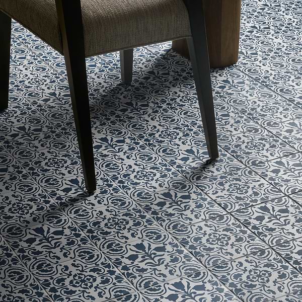 Elowynn Haven & Belle Cove White 8x8 Matte Porcelain Tile by Kravet in Blue, White, View 2, open zoomed image