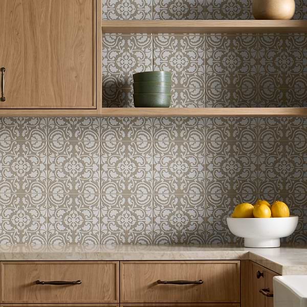 Elowynn Haven Sand Beige 8x8 Matte Porcelain Tile by Kravet in Beige & Cream, View 2, open zoomed image