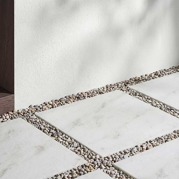 Stronger  Calacatta 24X24 Textured Porcelain 2CM Outdoor Paver in White w/ Gray & Gold Veins, View 2, open zoomed image