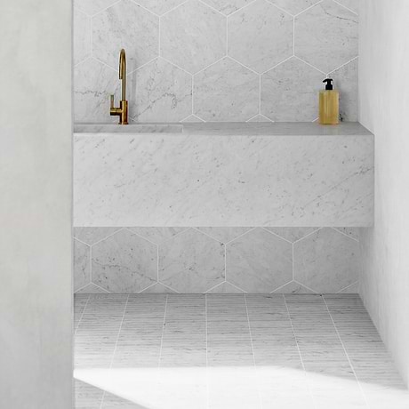 Bianco Carrara 1x6 Stacked Honed Marble Mosaic Tile