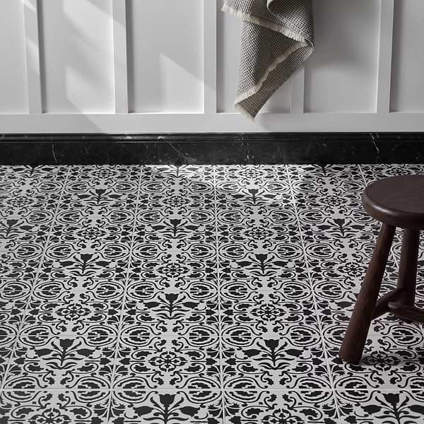 Elowynn Haven & Belle Eclipse White 8x8 Matte Porcelain Tile by Kravet in Green, White, View 2, open zoomed image