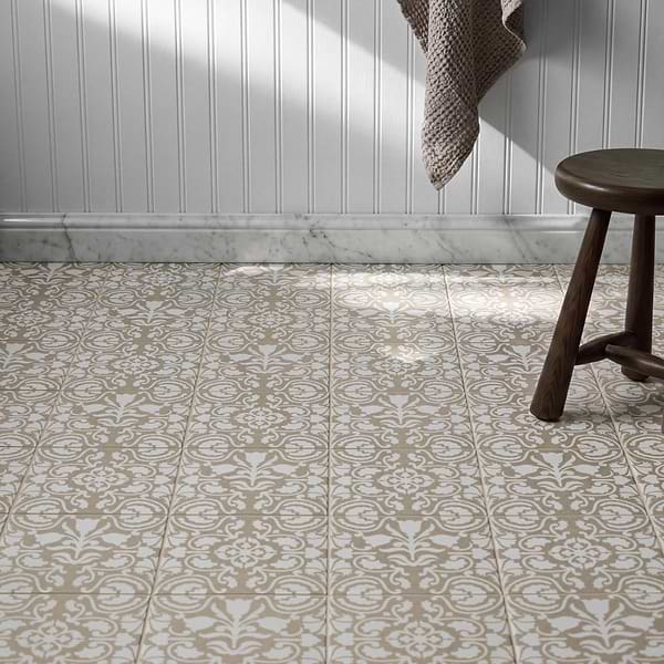Elowynn Haven & Belle Sand Beige 8x8 Matte Porcelain Tile by Kravet in Blue, White, View 2, open zoomed image