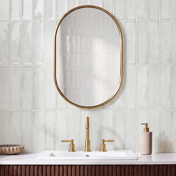 Castle Wind Chill White 3x12 Polished Ceramic Subway Tile in White, View 2, open zoomed image