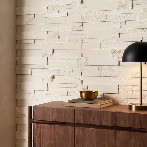 StackStone Ebbor Beige 3D Mixed Finish Limestone Mosaic Tile