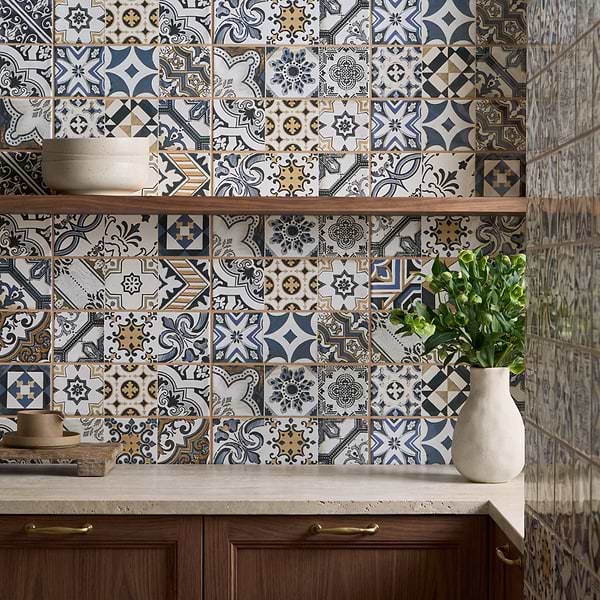 Santa Monica Warm Deco Multicolor 4X12 Polished Ceramic Tile in Multicolored, View 2, open zoomed image