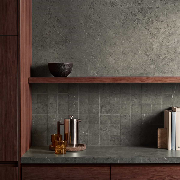 Corretta Mocha Gray 3x3 Matte Porcelain Mosaic Tile, View 2, open zoomed image