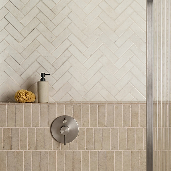 Essa White 2x6 Terracotta Look Polished Porcelain Tile in White, View 2, open zoomed image