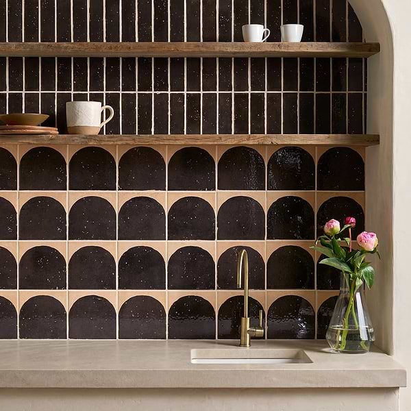 Essa Deco Black 6x6 Terracotta Look Polished and Matte Porcelain Tile in Black, Terracotta, View 2, open zoomed image