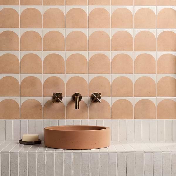 Essa Deco Terracotta 6x6 Terracotta Look Polished and Matte Porcelain Tile in White, Terracotta, View 2, open zoomed image
